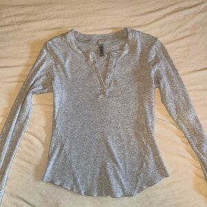 SKIMS Waffle knit long sleeve in heather grey